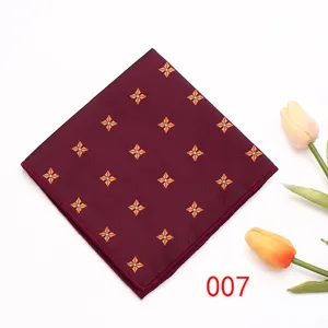 Men's business formal pocket square burgundy geometric pattern suit handkerchief accessory