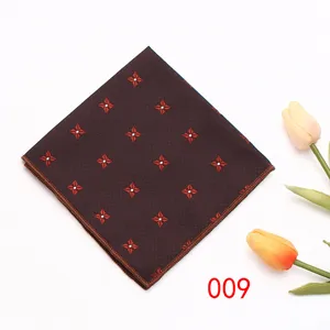Mens business formal pocket square with elegant red geometric pattern, premium suit accessory.
