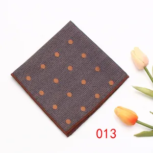 Men's herringbone pocket square with orange polka dots stylish suit handkerchief accessory