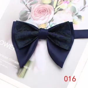 Men's double layer bow tie vintage floral jacquard formal suit wedding neckwear accessory