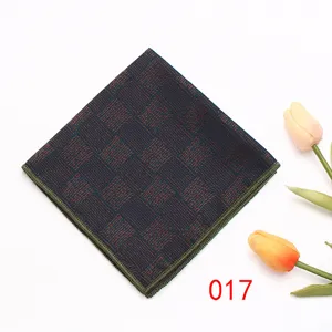 Vintage checkered pocket square for men suit formal business handkerchief accessory.