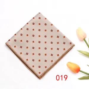 Mens silk touch pocket square business suit handkerchief with elegant geometric print design.