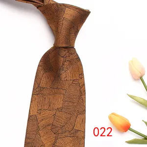 Mens jacquard tie business formal necktie detail view showing stylish leaf pattern.