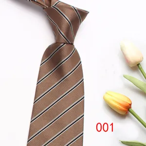 Classic brown striped men's necktie formal business suit wedding ceremony necktie.