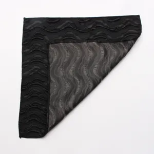 Pañuelo de bolsillo negro para hombre, tela jacquard vintage, elegante pañuelo de traje con ondas.