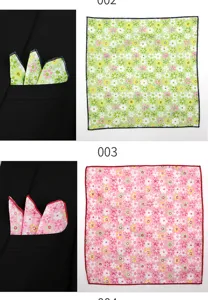 Pañuelo de bolsillo de algodón para hombre, pañuelo floral muestra estilo y tela en detalle.