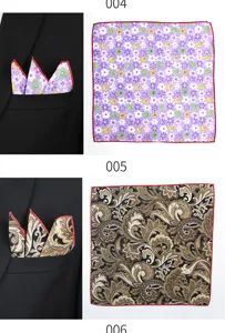 Pañuelo de bolsillo de algodón para hombre estampado floral paisley traje boda accesorio
