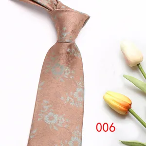 Detail view of the elegant men's floral jacquard tie with vintage woven pattern and silky finish.