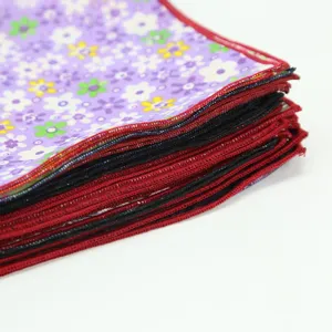 Pañuelo de bolsillo de algodón para hombre, diseño floral morado boda traje formal