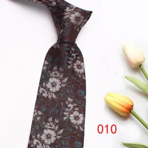 Men brown floral necktie for wedding business suit formal wear stylish floral pattern neckwear