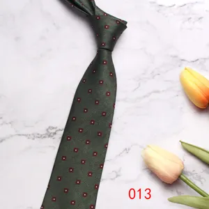 Mens green business necktie with retro geometric square pattern for formal wear.