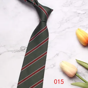 Men's vintage dark green striped business tie close-up detail showcasing classic style.