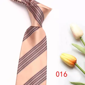 Detailed close-up view of a stylish men's striped necktie, elegant business formal design.