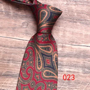 Men's paisley necktie vintage floral red green tie for business party formal wear