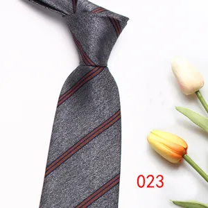 Classic grey striped men's tie for business formal wear and wedding ceremony occasions.