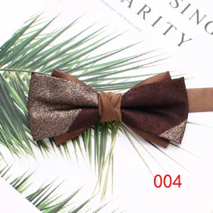 Men's double-layered bow tie, metallic textured and textured fabric splicing for weddings.