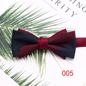 Men's double layer bow tie stylish contrast color necktie for formal wedding party wear