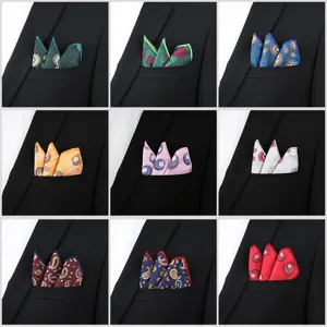 Pañuelo de Bolsillo para Hombre Estilo Británico Negocios Boda Traje Poliéster Paisley Floral Pañuelos de Bolsillo Accesorios