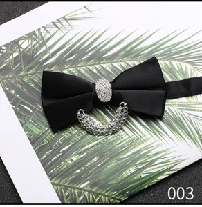 Farfallina nera da uomo con strass decorazioni di cristallo scintillanti per matrimonio 1pz