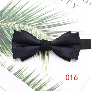 Men's double-layered bow tie featuring an elegant leaf jacquard pattern for formal wear.