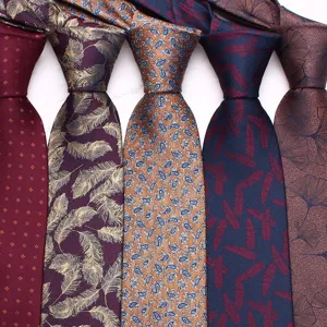 Cravatta Affari Uomo Vintage Jacquard Seta Poliestere Per Matrimonio Formale Festa Abito Collo