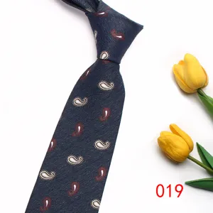 Classic Men Women Paisley Tie British Style Casual Dark Blue Necktie for Business Formal