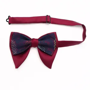 Elegant mens double layer bow tie with floral pattern, vintage design for formal party wear.