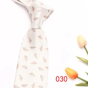 Elegant men's jacquard necktie with feather pattern, perfect for business and formal wear.