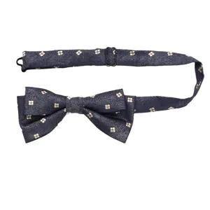 Nœud papillon double bleu marine formel pour homme avec motif tissé élégant et sangle réglable.