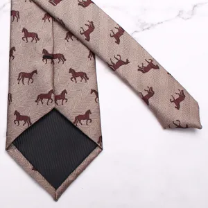 Cravate homme motif chevron cheval rouge brun élégante cravate décontractée pour fête