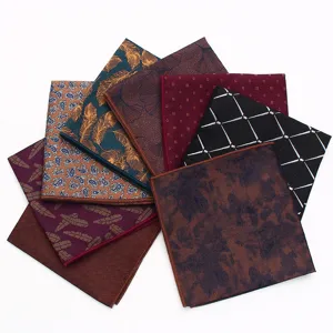 Men Formal Suit Pocket Square Polyester Paisley Geometric Printed Wedding Party Hanky Business Pocket Handkerchief