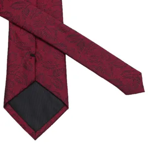 Men burgundy leaf jacquard necktie business formal 8cm width stylish neck wear for men