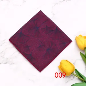 Men's polyester pocket square suit handkerchief with elegant ginkgo leaf pattern design.
