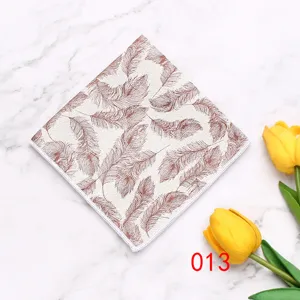 Men's polyester pocket square suit handkerchief with elegant feather pattern design detail.