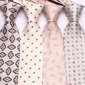 Classic men's light color patterned necktie set 8cm business casual wedding tie detail