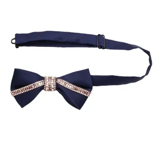 Farfalla blu scuro uomo strass cristallo sposo matrimonio cravatta regolabile chic