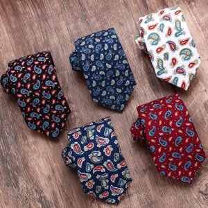 Heren katoenen paisley das set, klassieke bedrukte stropdassen voor business en casual.