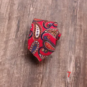 Stijlvolle rode paisley print katoenen stropdas voor heren, perfect voor zakelijk en dagelijks.