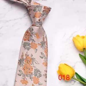 Men floral silk tie 8cm width business casual wedding necktie pink floral design