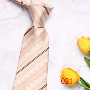 Men's striped tie business casual necktie in light color with diagonal stripes detail.
