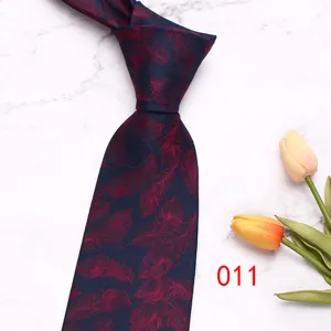 Elegante cravatta da uomo bordeaux con motivo a piume affari matrimonio cravatta in seta