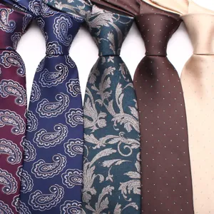 Classic men's silk-like tie set featuring elegant paisley and polka dot patterns for business.