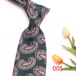 Classic Men Dark Green Paisley Tie Business Casual Necktie Fashion Accessory Detail
