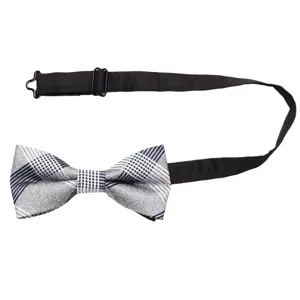Men's British style plaid bow tie with adjustable strap, perfect for business suits and weddings.