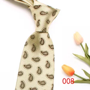 Classic men's paisley necktie in light beige polyester, perfect for business and weddings.