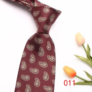Classic men's red paisley silk tie business casual wedding necktie with elegant floral pattern.