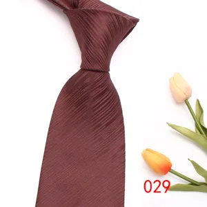 Classic men wine red striped tie business casual polyester necktie for formal wear
