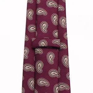 Men's classic burgundy paisley tie detail business wedding necktie stylish jacquard woven accessory.
