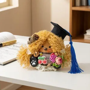 Handmade graduation season soybean pod doll pendant, lovely creative gift with mini cap.