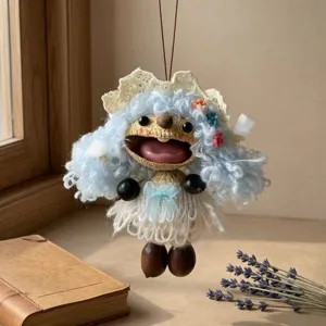 Handgemachte Natürliche Pflanzenschale Puppe Windspiel Anhänger Süße Cartoon Hängende Ornament Heimdekoration Valentinstag Geschenk